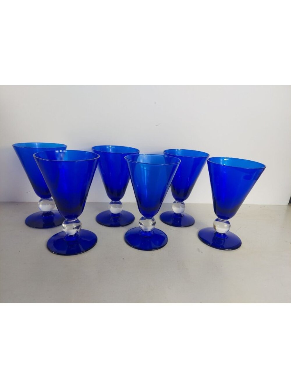 6 Bryce Crystal 737 Cobalt 4 5/8" Low Wine Glasses 4 oz